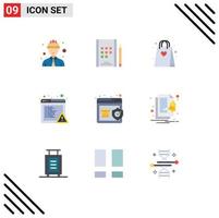 Modern Set of 9 Flat Colors and symbols such as alert warranty hobby shield error Editable Vector Design Elements