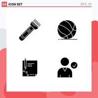 Solid Glyph Pack of Universal Symbols of torch basket ball camping basket document Editable Vector Design Elements