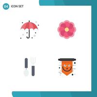 4 Creative Icons Modern Signs and Symbols of beach dish wet mardi gras flag Editable Vector Design Elements