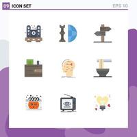 Universal Icon Symbols Group of 9 Modern Flat Colors of wallet cash piece card love Editable Vector Design Elements