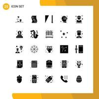 25 Thematic Vector Solid Glyphs and Editable Symbols of human education data sorting descending Editable Vector Design Elements