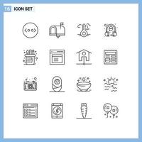 User Interface Pack of 16 Basic Outlines of office headphone temperature customer bubble Editable Vector Design Elements