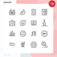 Universal Icon Symbols Group of 16 Modern Outlines of ribbon page cellphone document mobile Editable Vector Design Elements