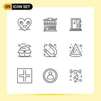 Set of 9 Modern UI Icons Symbols Signs for packages open store box construction Editable Vector Design Elements