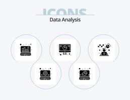 Data Analysis Glyph Icon Pack 5 Icon Design. avatar. graph. report. digital. online analysis vector