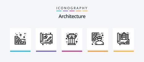 Architecture Line 5 Icon Pack Including design. construction. design. architect. man. Creative Icons Design vector