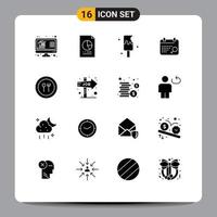 Group of 16 Solid Glyphs Signs and Symbols for food symbol file calendar ice cream Editable Vector Design Elements