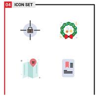 paquete de iconos planos de 4 símbolos universales de ubicación objetivo elementos de diseño vectorial editables móviles de invierno de navidad vector