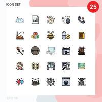 25 interfaz de usuario paquete de color plano de línea llena de signos y símbolos modernos de hardware de anillo elementos de diseño de vector editables de computadora de mouse de pascua