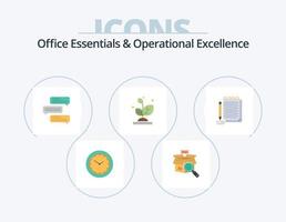 Office Essentials And Operational Exellence Flat Icon Pack 5 Icon Design. notepad. growth. chat. grow. talks vector