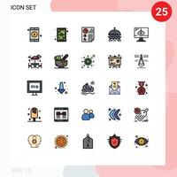 Universal Icon Symbols Group of 25 Modern Filled line Flat Colors of download ufo bars space report Editable Vector Design Elements