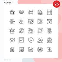 25 Creative Icons Modern Signs and Symbols of pixels construction relations bricks printing Editable Vector Design Elements