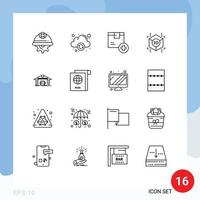 Group of 16 Modern Outlines Set for building shape add printing product Editable Vector Design Elements