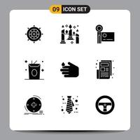 Pictogram Set of 9 Simple Solid Glyphs of cleaning food camcorder drinks video camera Editable Vector Design Elements