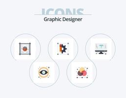 Graphic Designer Flat Icon Pack 5 Icon Design. design. gear. grid. design. sheet vector