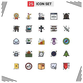 25 Filled line Flat Color concept for Websites Mobile and Apps search optimization devices media hardware Editable Vector Design Elements