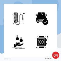 User Interface Pack of 4 Basic Solid Glyphs of electronics coins power supply complete currency Editable Vector Design Elements