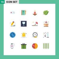 16 Thematic Vector Flat Colors and Editable Symbols of aid candle plus notebook diwali Editable Pack of Creative Vector Design Elements