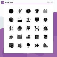 Set of 25 Modern UI Icons Symbols Signs for construction intelligence business emotion value Editable Vector Design Elements