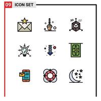 9 Thematic Vector Filledline Flat Colors and Editable Symbols of suggestion idea coding question programing Editable Vector Design Elements