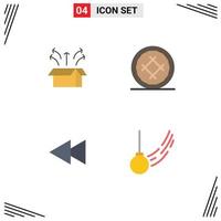 Pack of 4 Modern Flat Icons Signs and Symbols for Web Print Media such as release pie open box cake back Editable Vector Design Elements