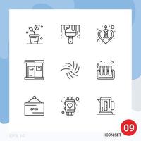 9 Thematic Vector Outlines and Editable Symbols of crypto iota heart wellness sauna Editable Vector Design Elements