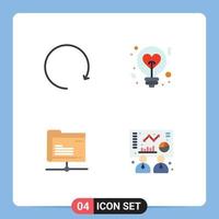 Group of 4 Modern Flat Icons Set for arrow folder light love storage Editable Vector Design Elements