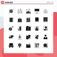 Pictogram Set of 25 Simple Solid Glyphs of fire server cupping devices admin Editable Vector Design Elements