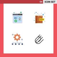 4 User Interface Flat Icon Pack of modern Signs and Symbols of http team performance ecommerce world work plan Editable Vector Design Elements