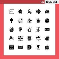 25 Universal Solid Glyph Signs Symbols of heavy charge kitchen drawing create Editable Vector Design Elements