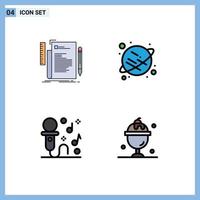 Modern Set of 4 Filledline Flat Colors Pictograph of code microphone programming saturn party Editable Vector Design Elements