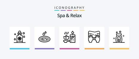 paquete de iconos de spa y relax line 5 que incluye tazón. molienda. vara. spa. rostro. diseño de iconos creativos vector