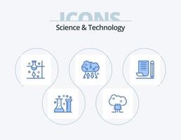 paquete de iconos azul de ciencia y tecnología 5 diseño de iconos. almacenamiento en la nube. respaldo en la nube. servidor en la nube. laboratorio de ciencia. ciencia vector