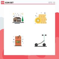 Mobile Interface Flat Icon Set of 4 Pictograms of tree barrel winter dollar energy Editable Vector Design Elements