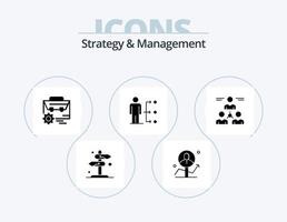 paquete de iconos de glifo de estrategia y gestión 5 diseño de iconos. red. conectar. analítica. fabricación. entorno vector