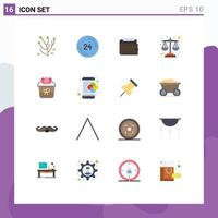 conjunto de 16 iconos de interfaz de usuario modernos signos de símbolos para billetera de anémona flor de primavera reloj finanzas paquete editable de elementos de diseño de vectores creativos