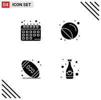 4 Creative Icons Modern Signs and Symbols of diet planning ball labels printing beverage Editable Vector Design Elements