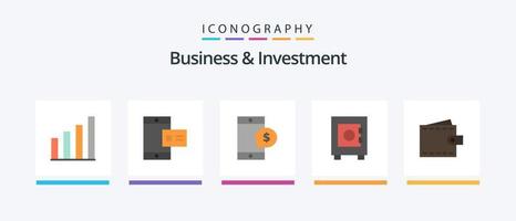 Business And Investment Flat 5 Icon Pack Including interface. business. mobile. user. locker. Creative Icons Design vector