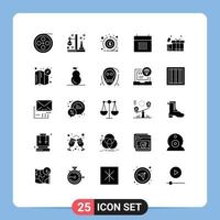 Solid Glyph Pack of 25 Universal Symbols of schedule date tube calendar return Editable Vector Design Elements