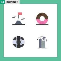 conjunto de pictogramas de 4 iconos planos simples de aventura fútbol cocina comida deporte elementos de diseño vectorial editables vector