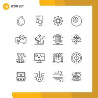 16 iconos creativos signos y símbolos modernos de codificación favoritos de enfermedades de la mano presentación elementos de diseño vectorial editables vector