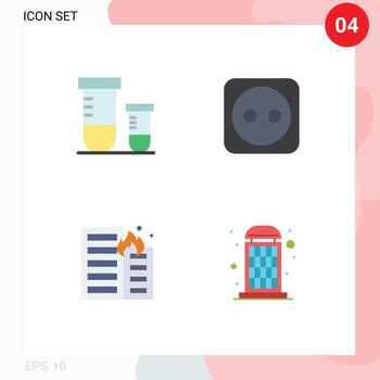4 Thematic Vector Flat Icons and Editable Symbols of potion flame space tools risk Editable Vector Design Elements