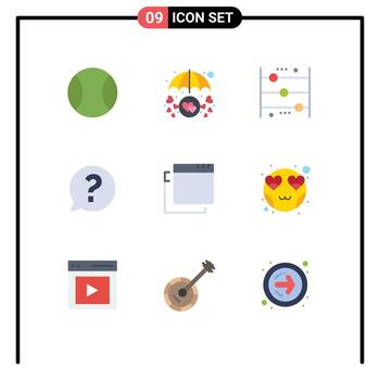 Flat Color Pack of 9 Universal Symbols of apps question abacus mark learning Editable Vector Design Elements