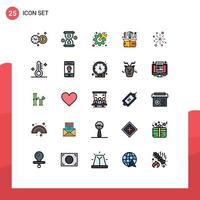 Pictogram Set of 25 Simple Filled line Flat Colors of boom thinking gear idea creative Editable Vector Design Elements