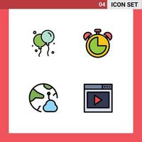 Stock Vector Icon Pack of 4 Line Signs and Symbols for bloon network alarm timer online Editable Vector Design Elements