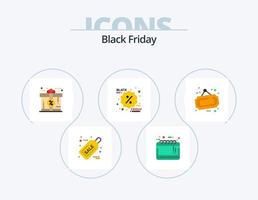 paquete de iconos planos de viernes negro 5 diseño de iconos. signo. etiqueta. aviso de venta descuento. regalo vector