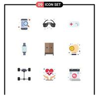 Group of 9 Modern Flat Colors Set for appliances apple aid watch smart watch Editable Vector Design Elements