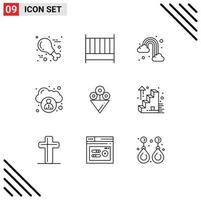 Universal Icon Symbols Group of 9 Modern Outlines of business success flower rain user administration Editable Vector Design Elements