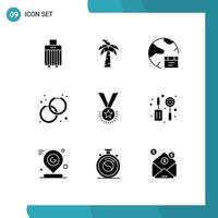 Group of 9 Solid Glyphs Signs and Symbols for honor fashion database earrings accessorize Editable Vector Design Elements