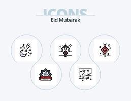 Eid Mubarak Line Filled Icon Pack 5 Icon Design. lettering. mubarak. light. eid. cresent vector